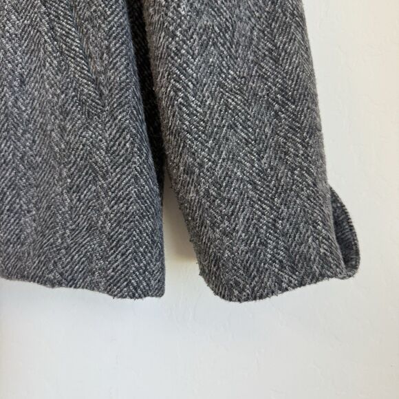 Lifted Research Group LRG Gray Herringbone Wool Blend Double Breasted Pea Coat L - Picture 4 of 16